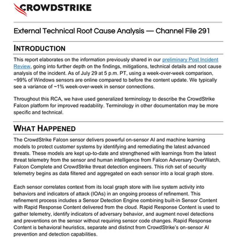 CrowdStrike Root Cause Analysis